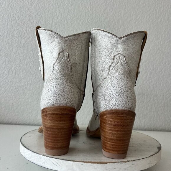 Rod Patrick Womens Cowboy Booties 8.5 A White Cowgirl Western Short Ankle Boots - Picture 3 of 12